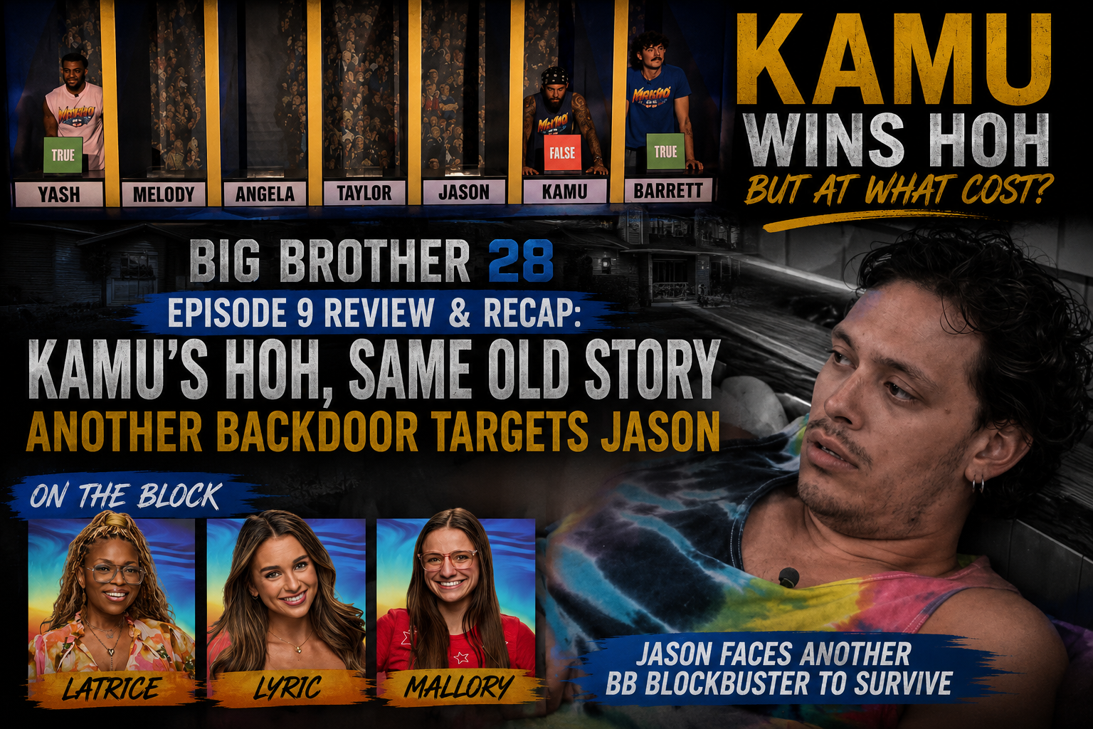 Big Brother 28 Episode 9 Review & Recap: Kamu Wins HOH, Nominates LaTrice, Lyric and Mallory and Sets His Sights on Jason