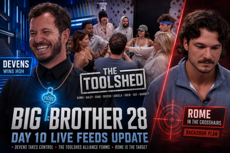 Big Brother 28 Day 10 Post-Eviction Live Feeds Update: Devens Wins HOH, The Toolshed Forms and Rome Faces a Week 2 Backdoor