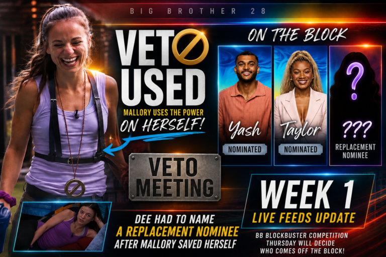 Big Brother 28 Week 1 Veto Meeting Results: Mallory Saves Herself as Dee Names A Replacement Nominee