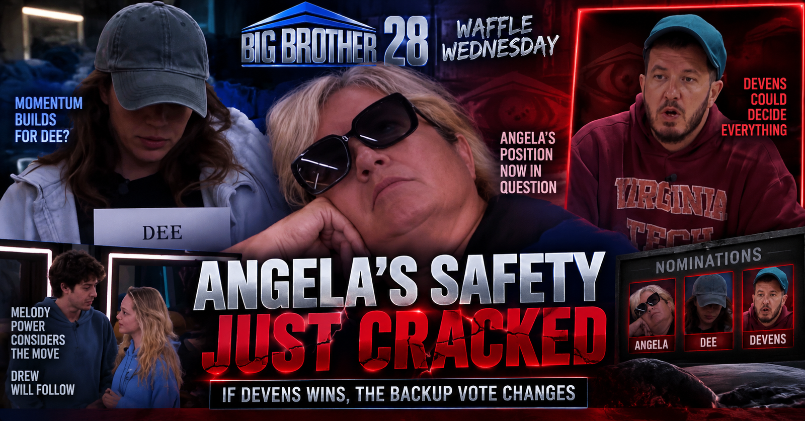Big Brother 28 Day 64 Going Into Day 65 (Waffle Wednesday) Live Feeds Update: Dee Rewrites the Backup Plan and Angela’s Safety Cracks
