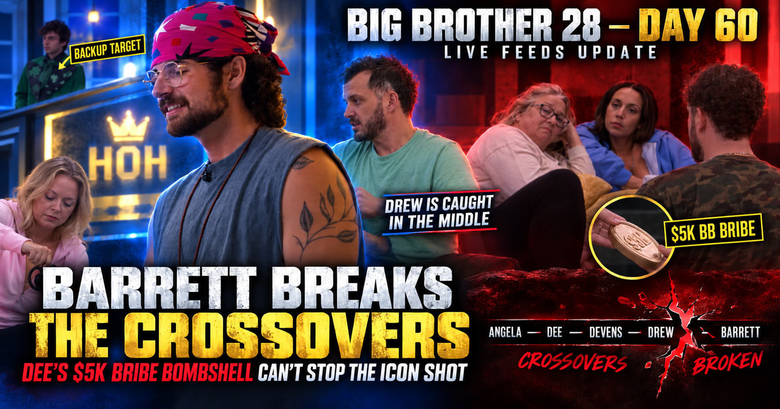 Big Brother 28 Day 60 Live Feeds Update: 28 More Brutal Truths as Dee Exposes the BB Bribe and Barrett’s Icon Shot Survives